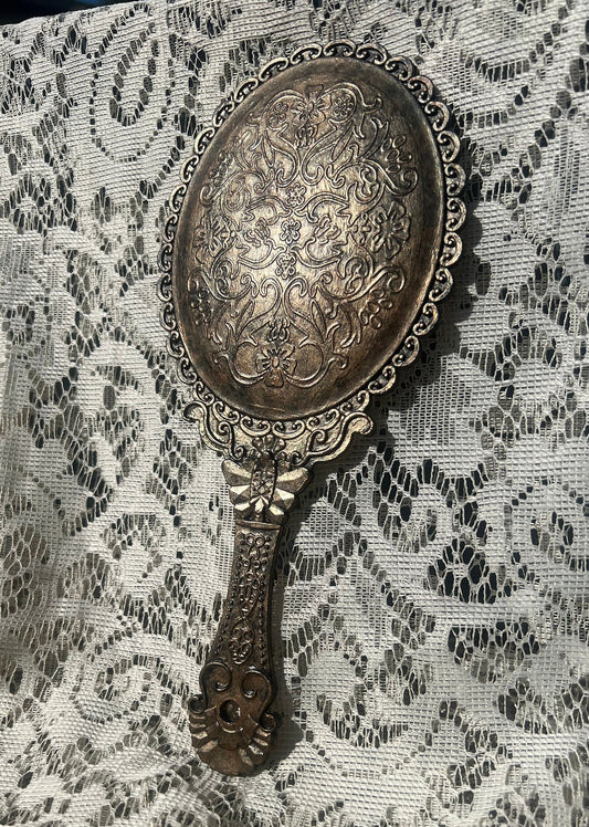 Vintage style plastic handheld mirror, antique style mirror