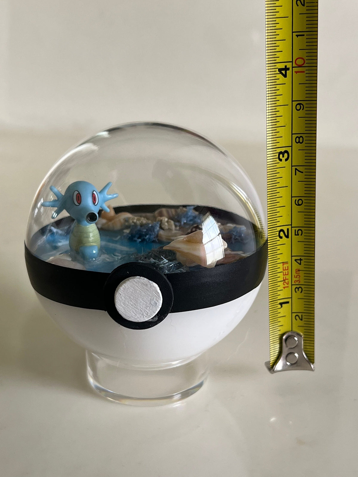 Pokémon ball terrarium, handmade miniature pokeball diorama, poke ball shadow box, horsea pokemom ball, poke cutsie, anime, succulent