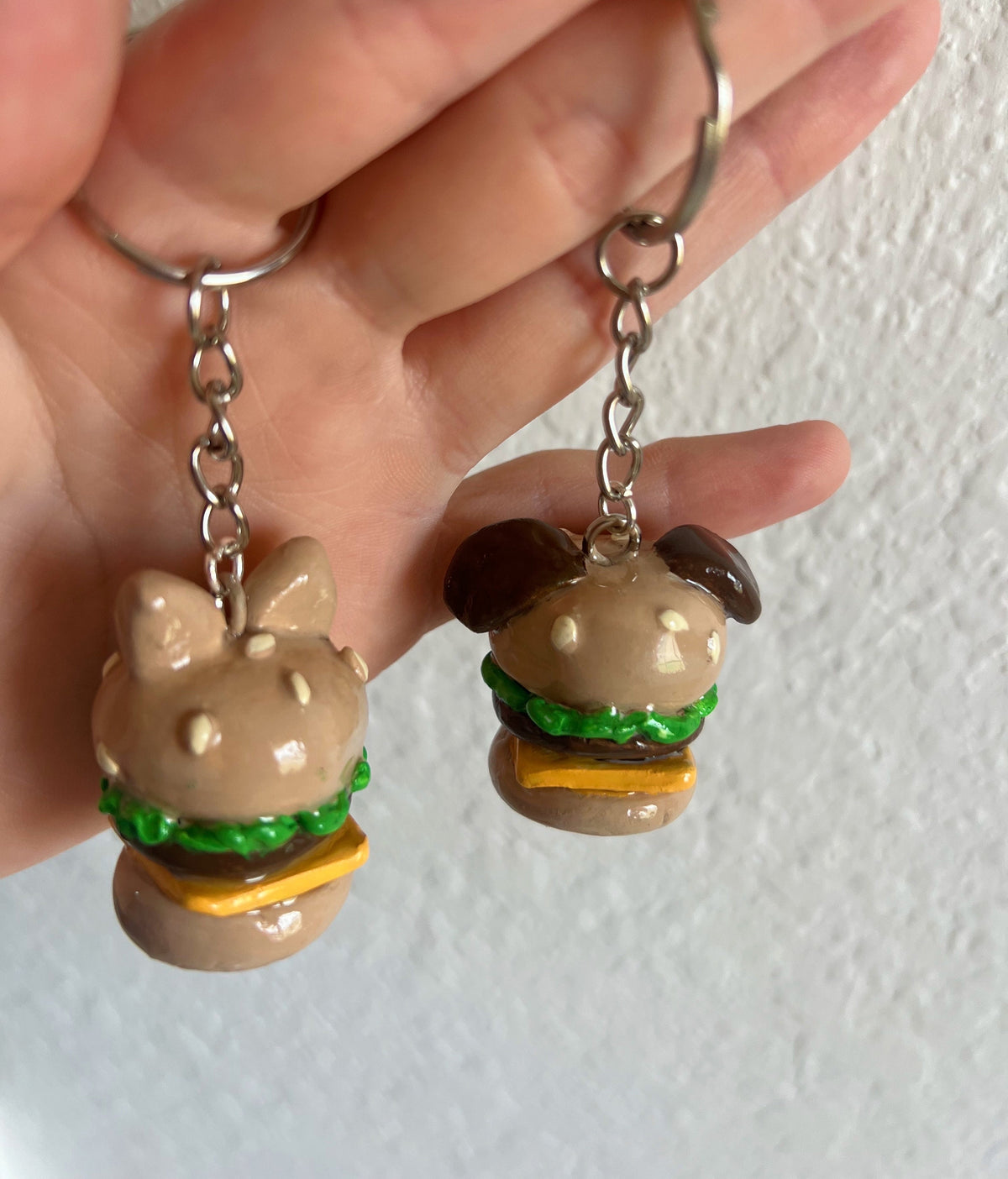 Dog and cat burger charms