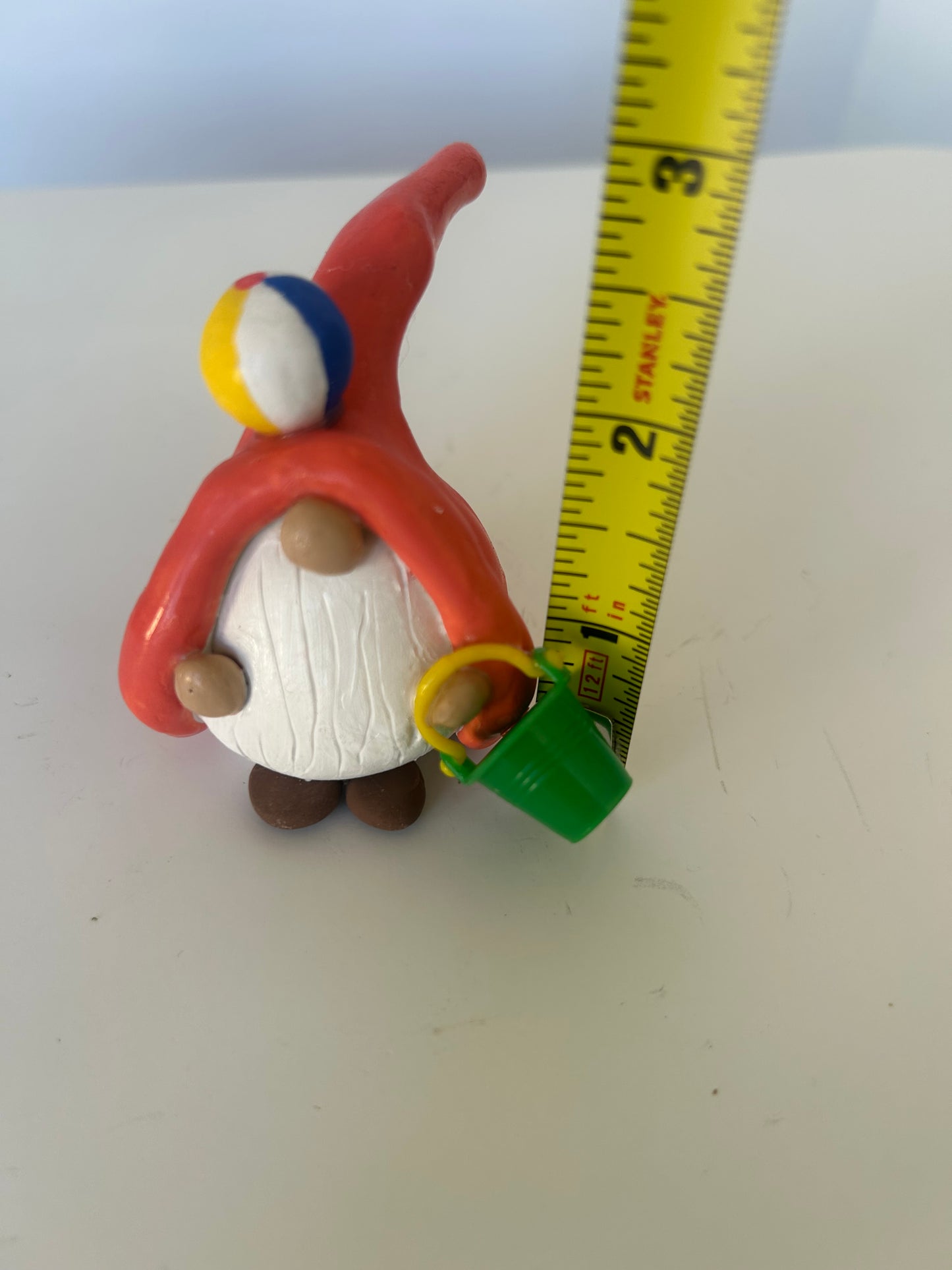Beach Bum Clay Gnome with Pail & Beach Ball