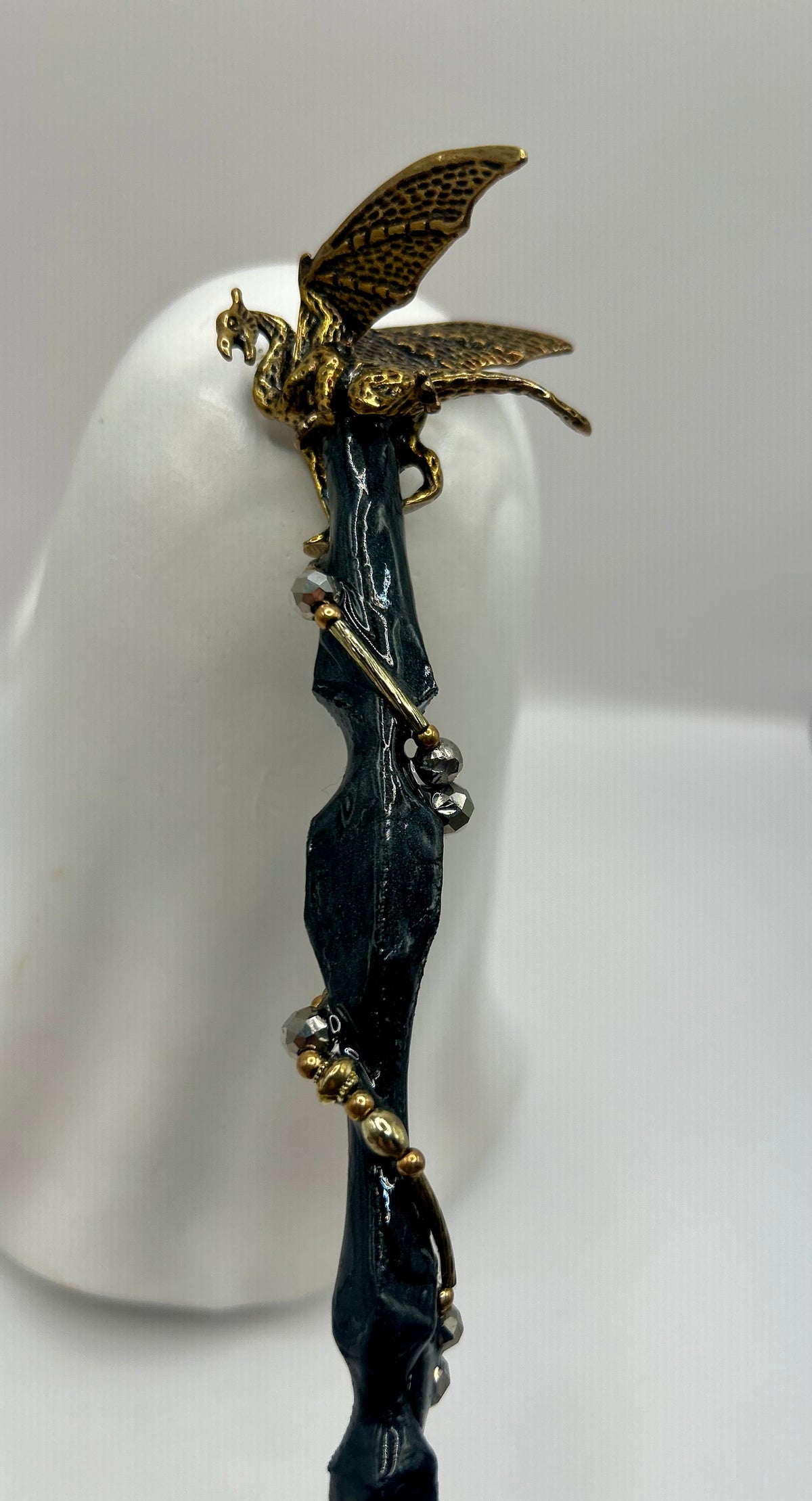 Wooden Wand with Brass Dragon