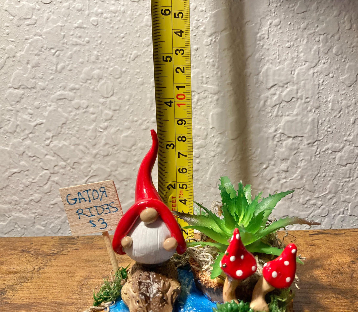 Gnome riding alligator