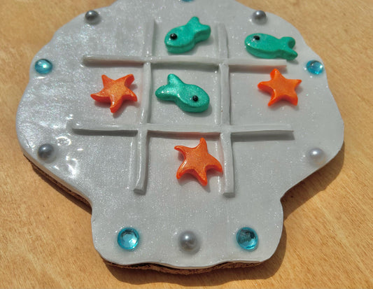 Sea shell tic tac toe board