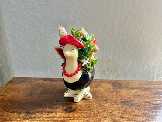 Vintage Ceramic Ostrich Fairy Garden