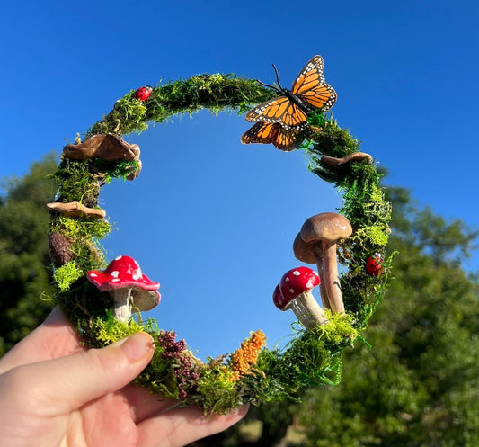 Round Magical Mushroom Moss Fairy Mirror