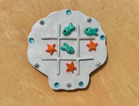Sea shell tic tac toe board