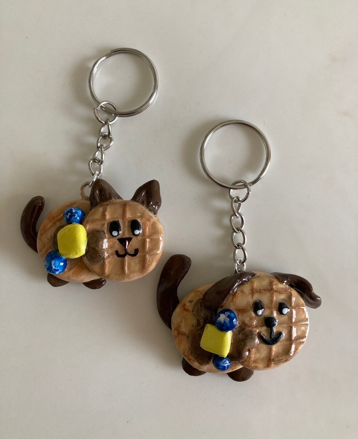 Dog and cat waffle charms