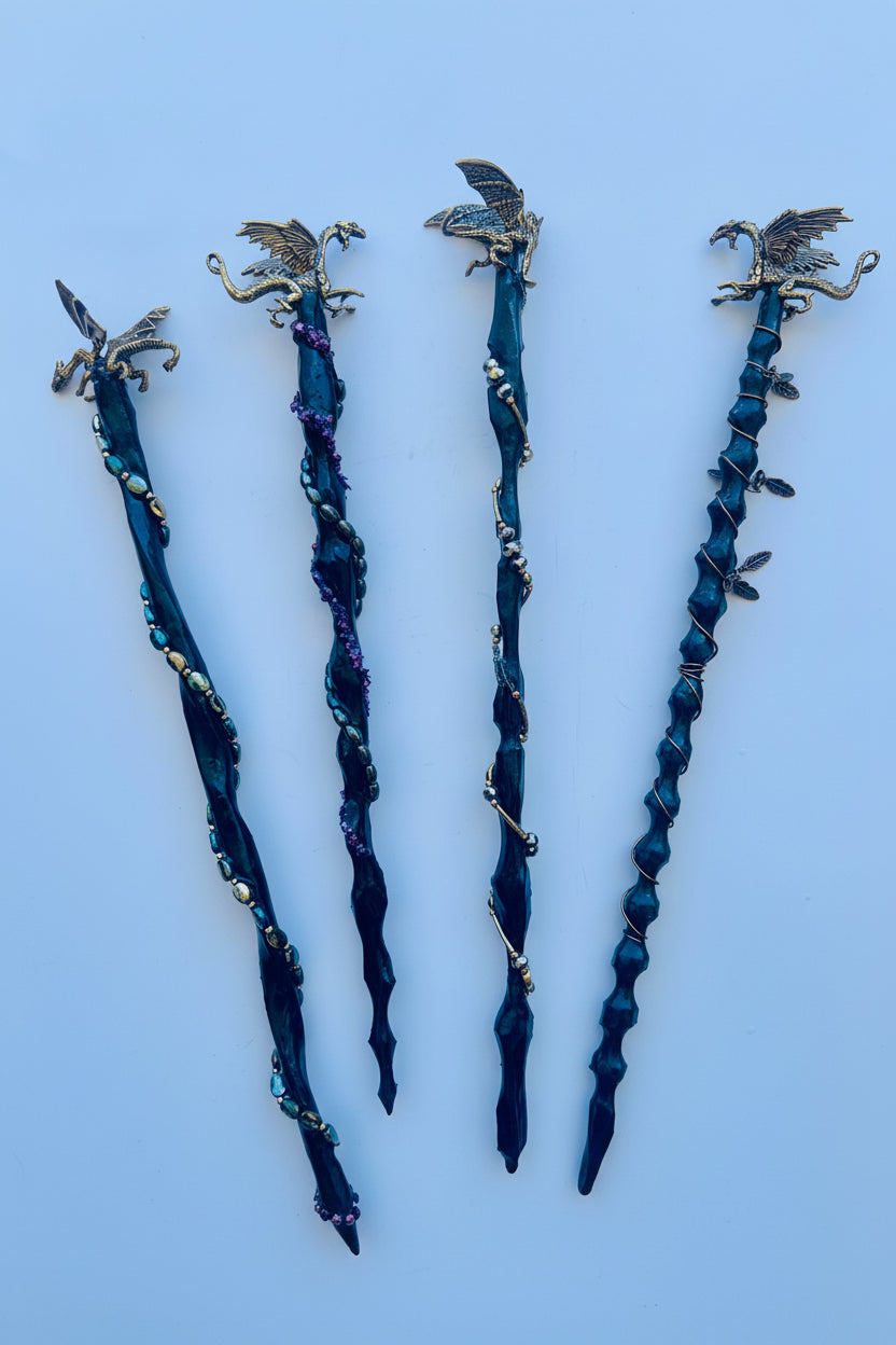 Wooden Wand with Brass Dragon