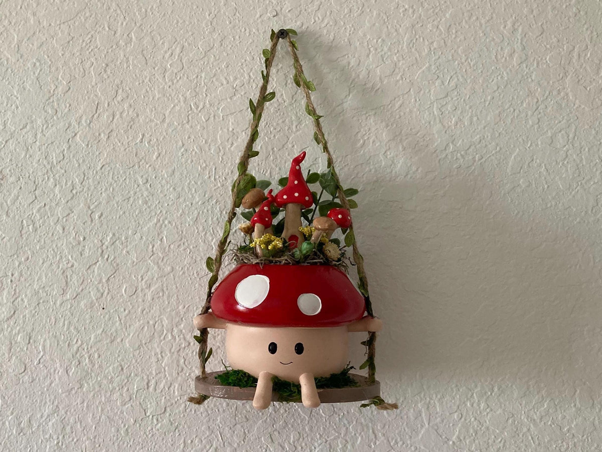 Hanging Mushroom Fairy Garden