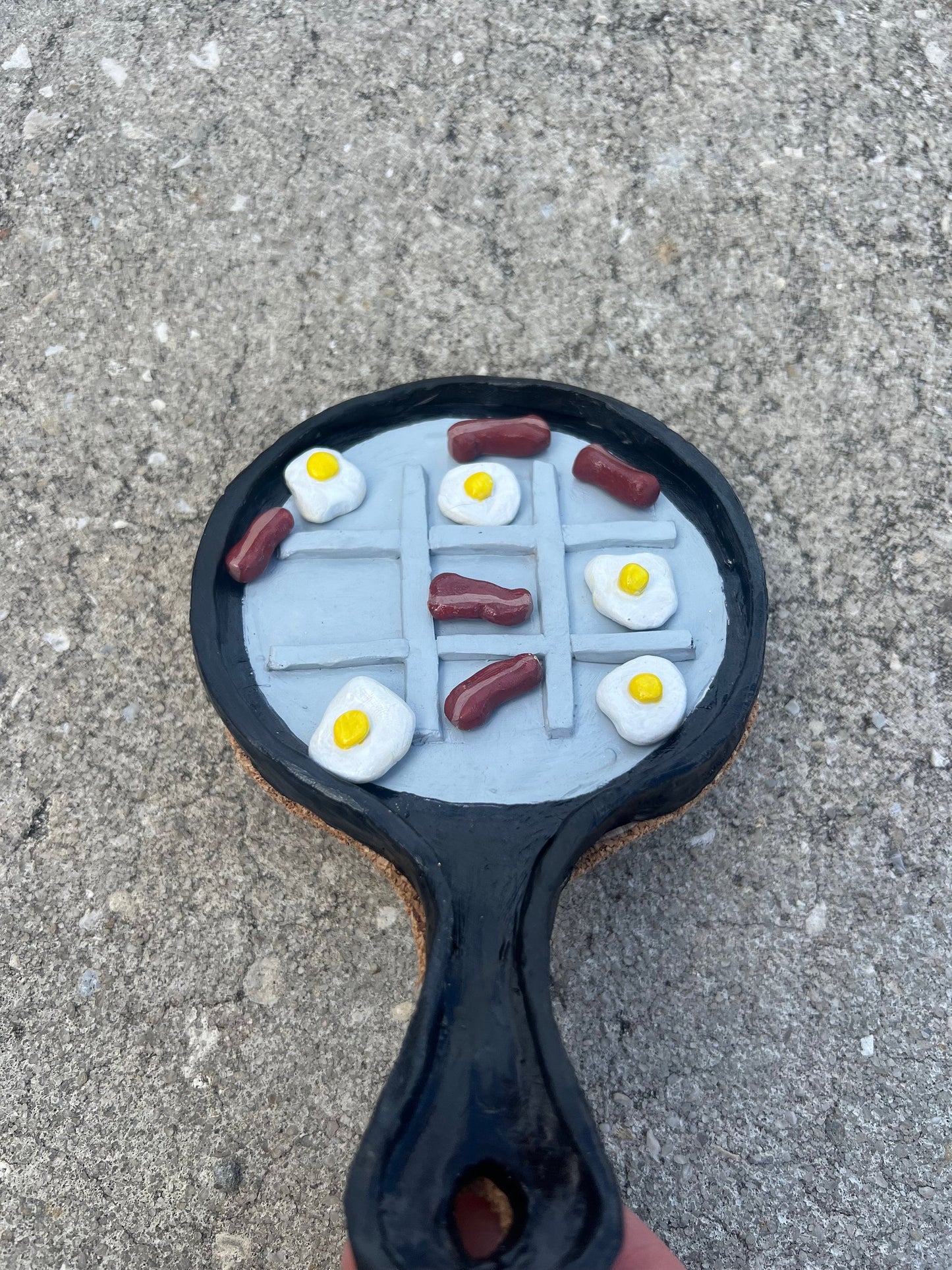 Breakfast skillet tic tac toe board game