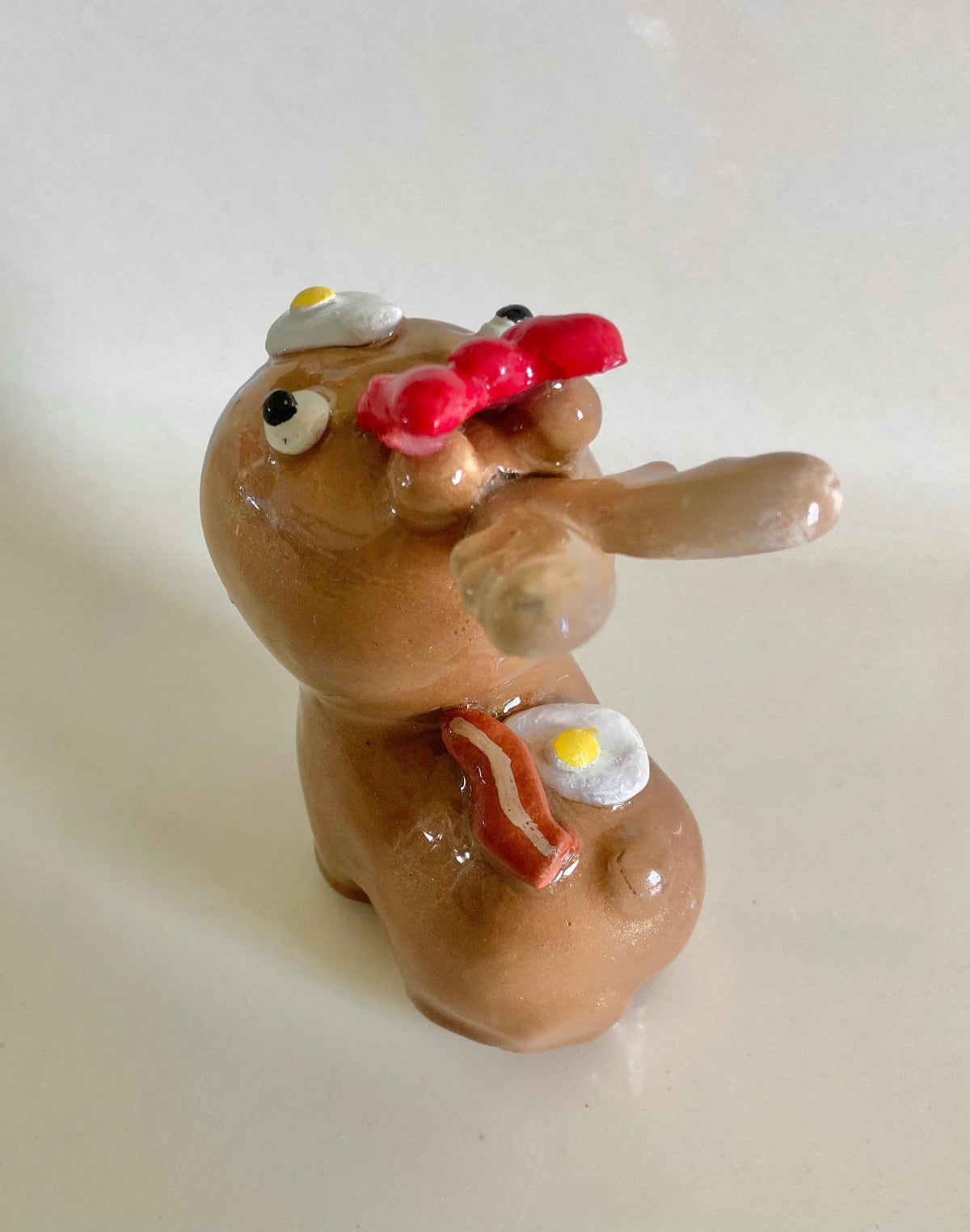 Clay Moose Figurine With Breakfast