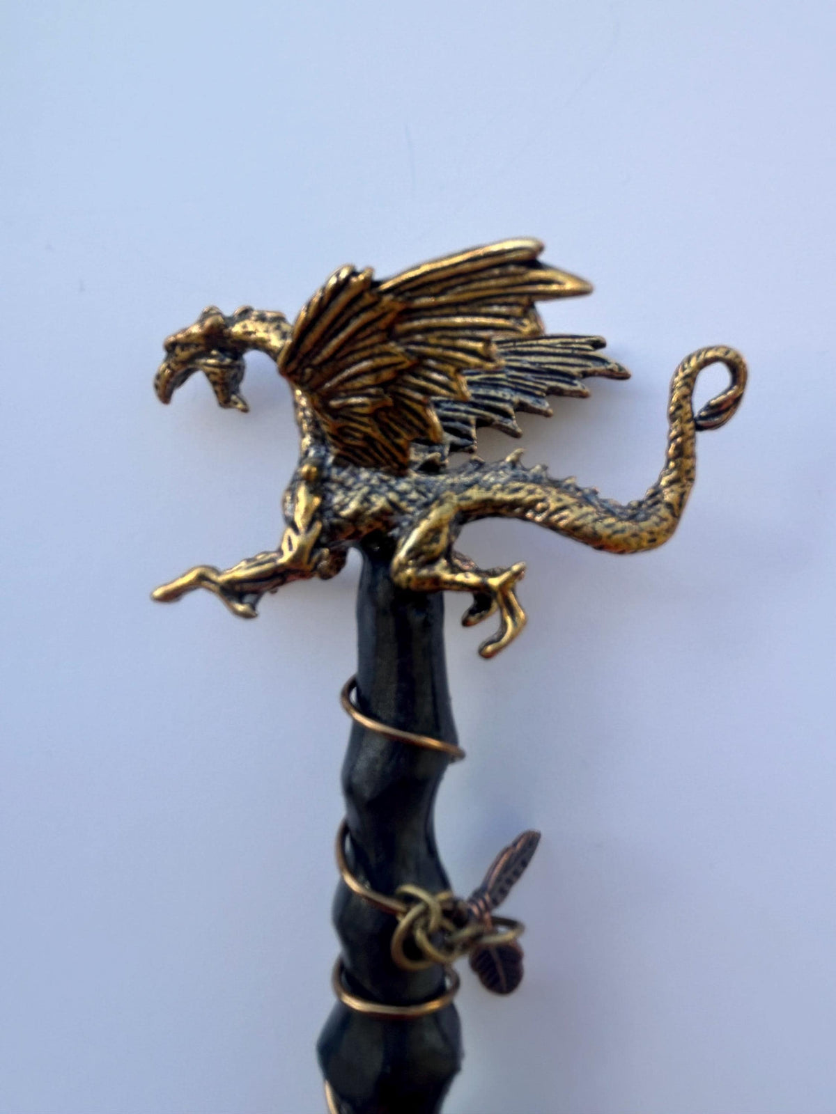 Wooden Wand with Brass Dragon