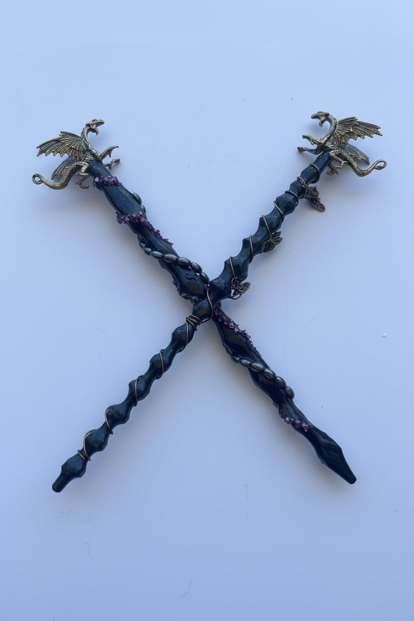 Wooden Wand with Brass Dragon