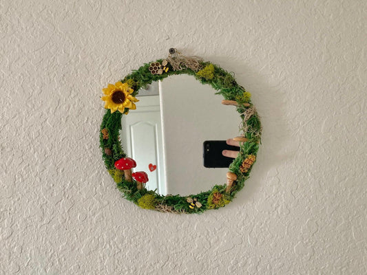 Sunflower Mushroom Moss Mirror