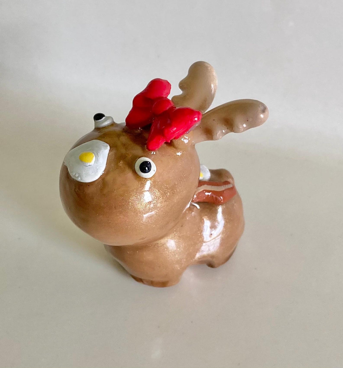 Clay Moose Figurine With Breakfast