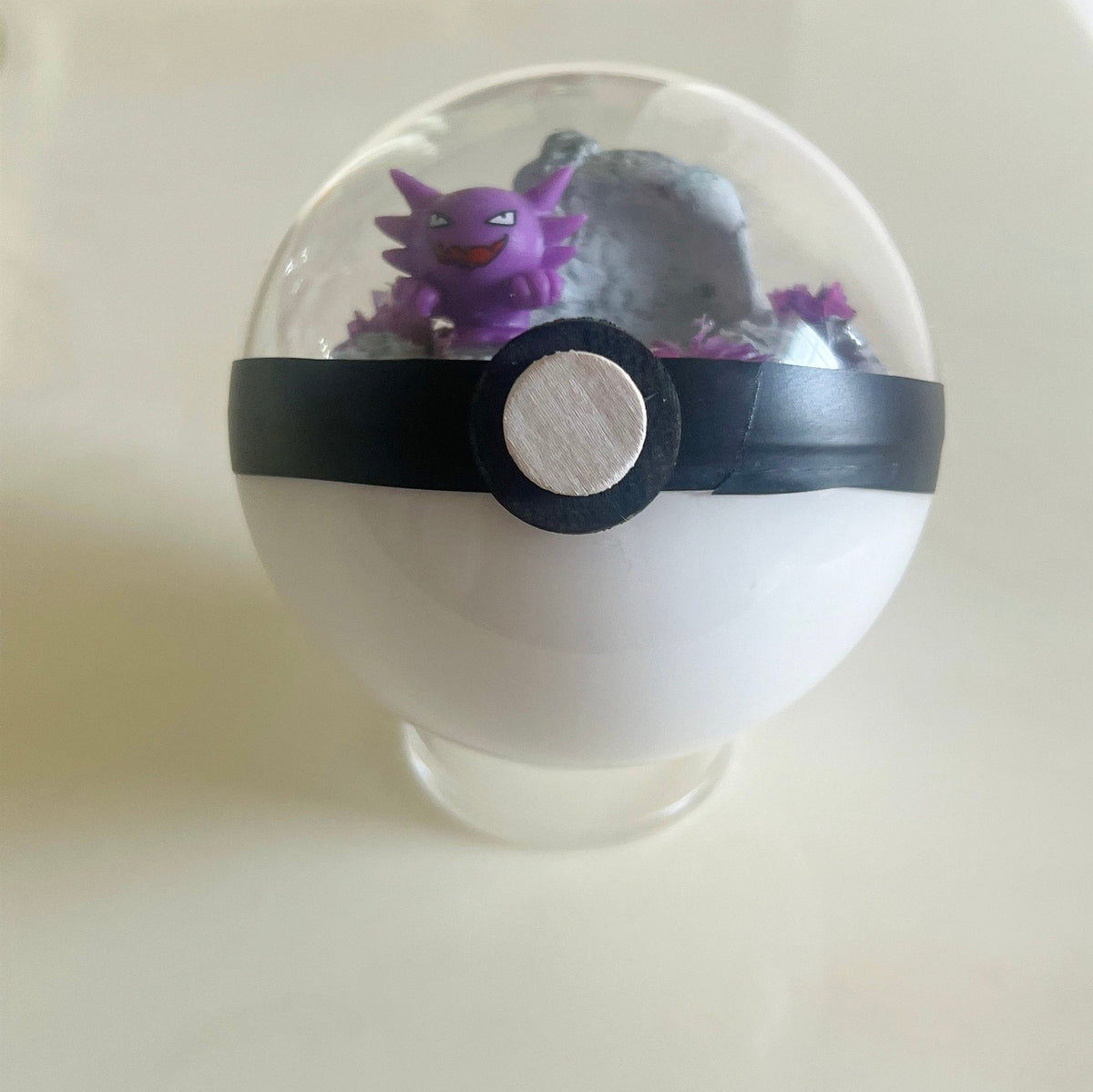 Pokémon ball terrarium, handmade miniature pokeball diorama, poke ball shadow box, haunter pokemom ball, poke cutsie, anime, purple