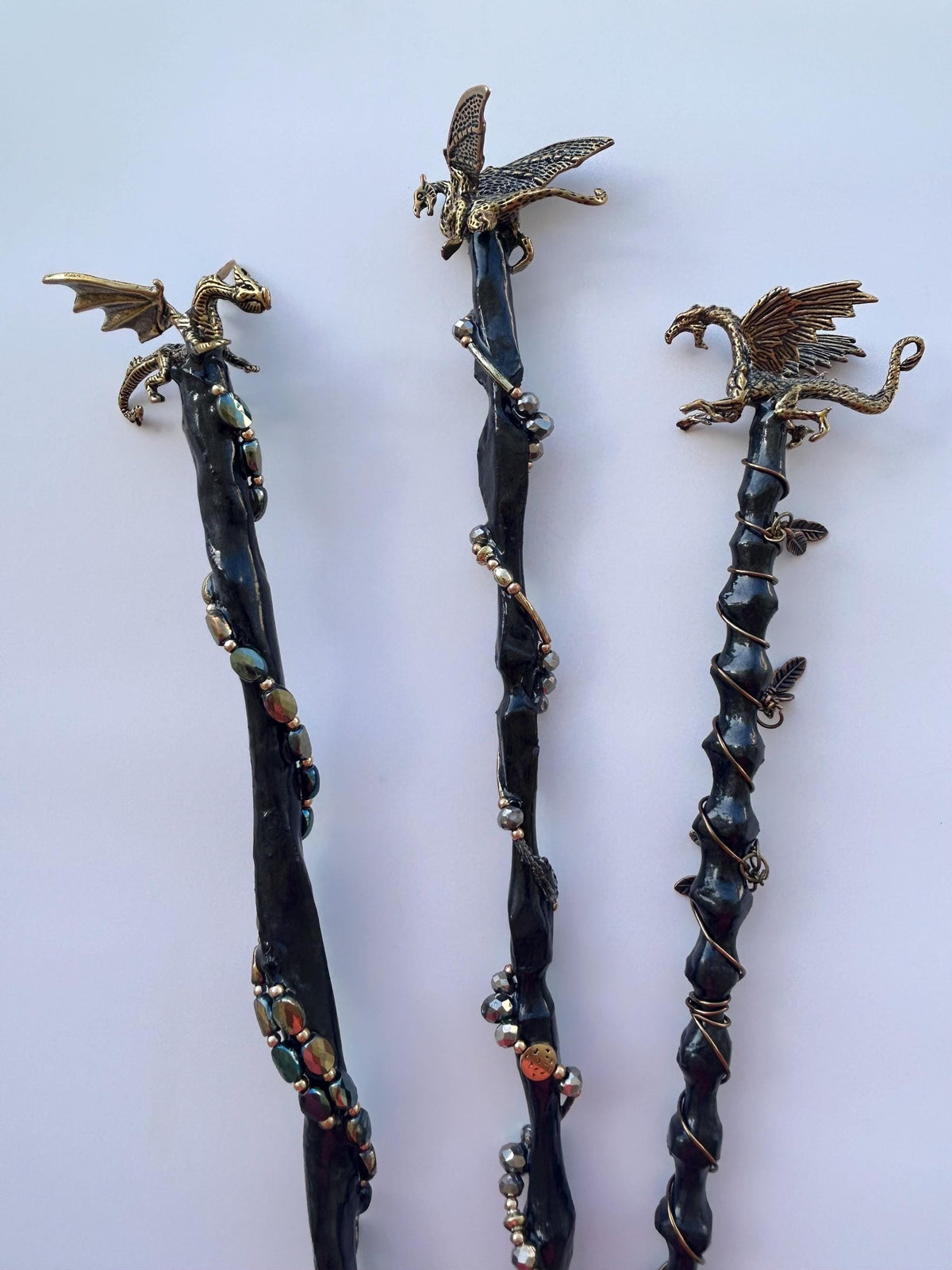 Wooden Wand with Brass Dragon