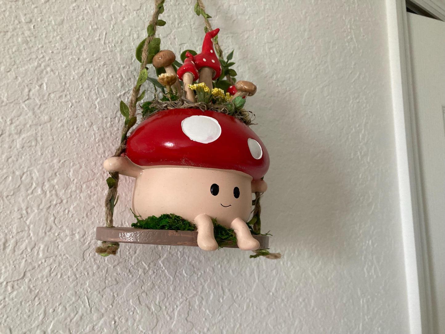 Hanging Mushroom Fairy Garden