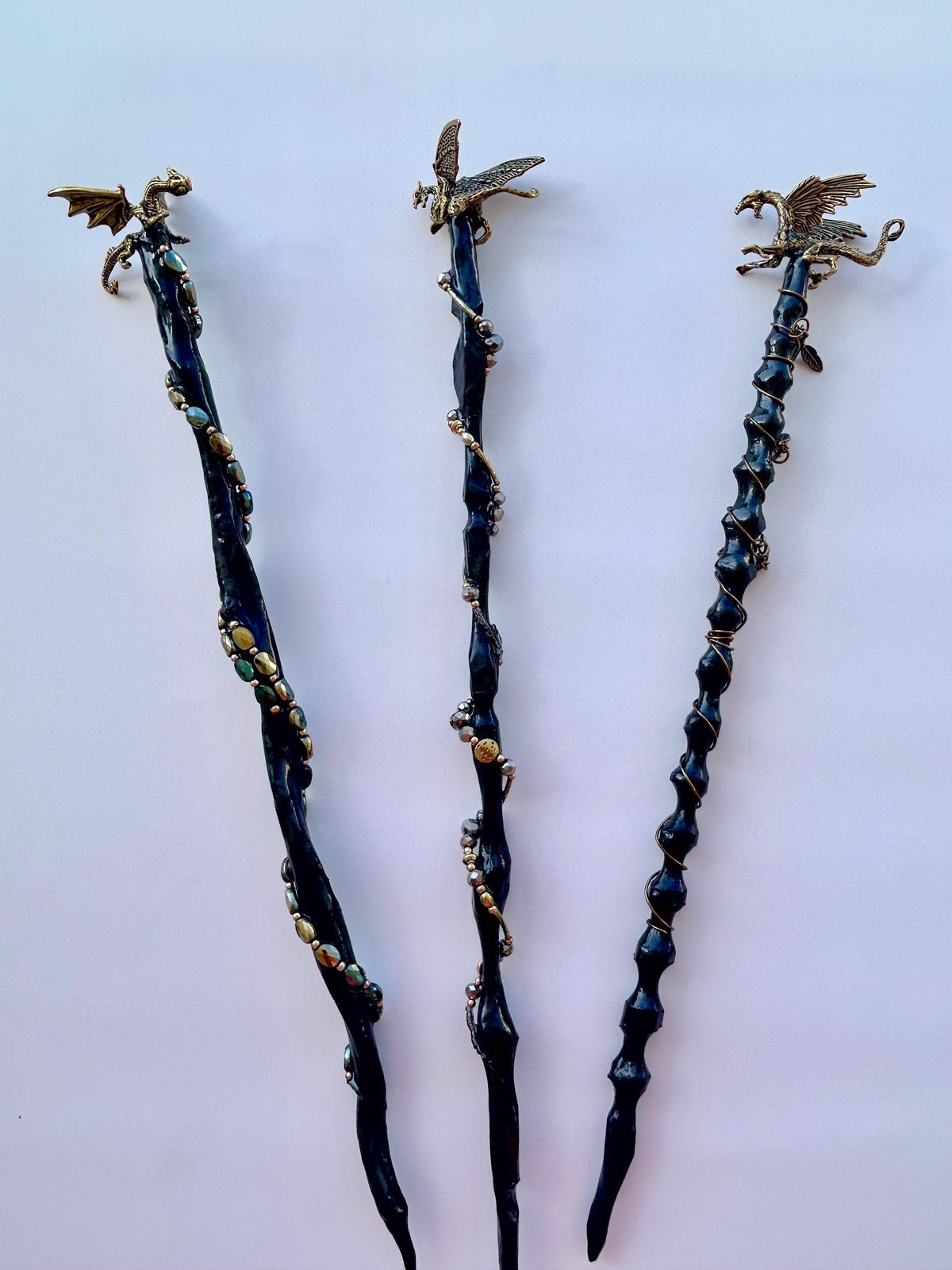 Wooden Wand with Brass Dragon