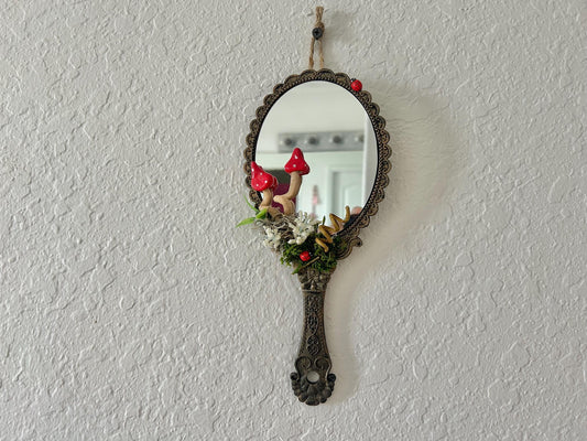Red Mushroom Handheld Fairy Mirror