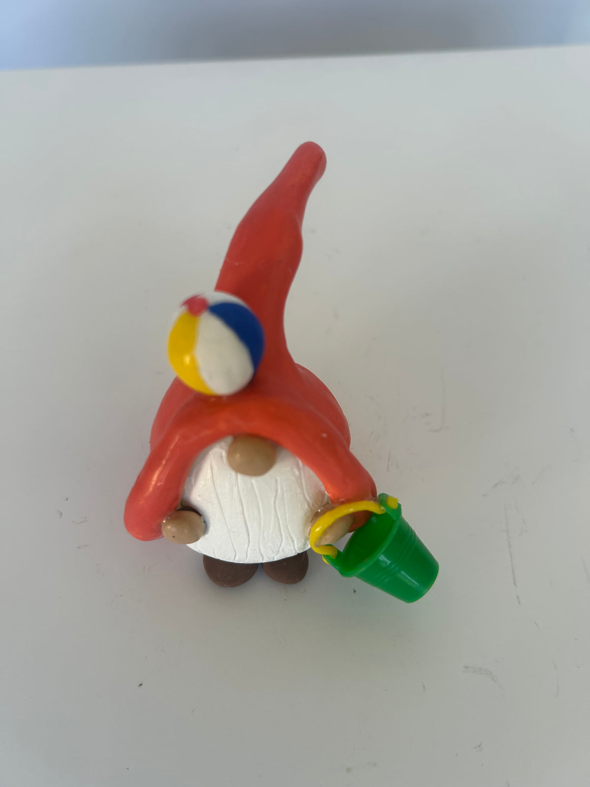 Beach Bum Clay Gnome with Pail & Beach Ball