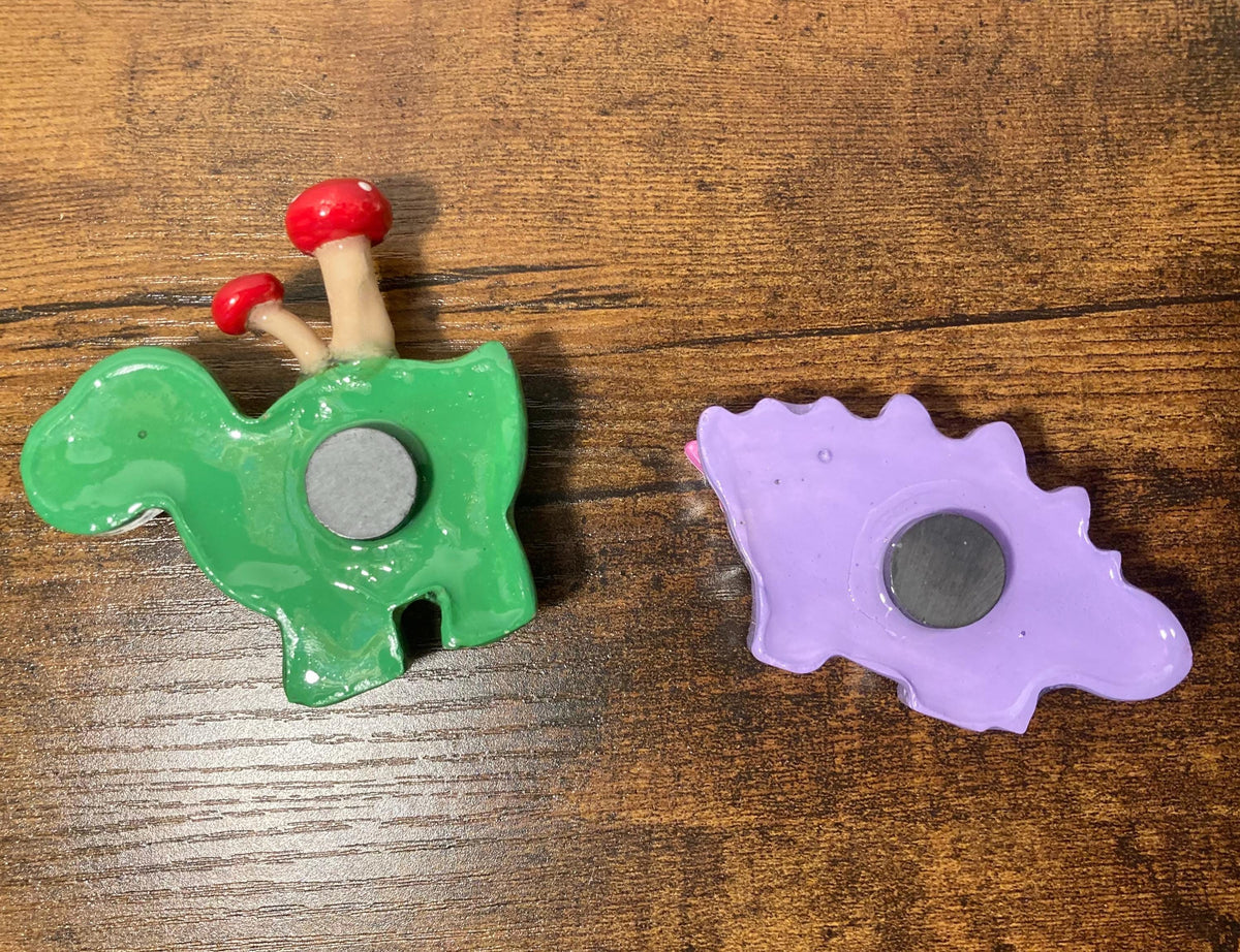 Fairy garden dinosaur magnets