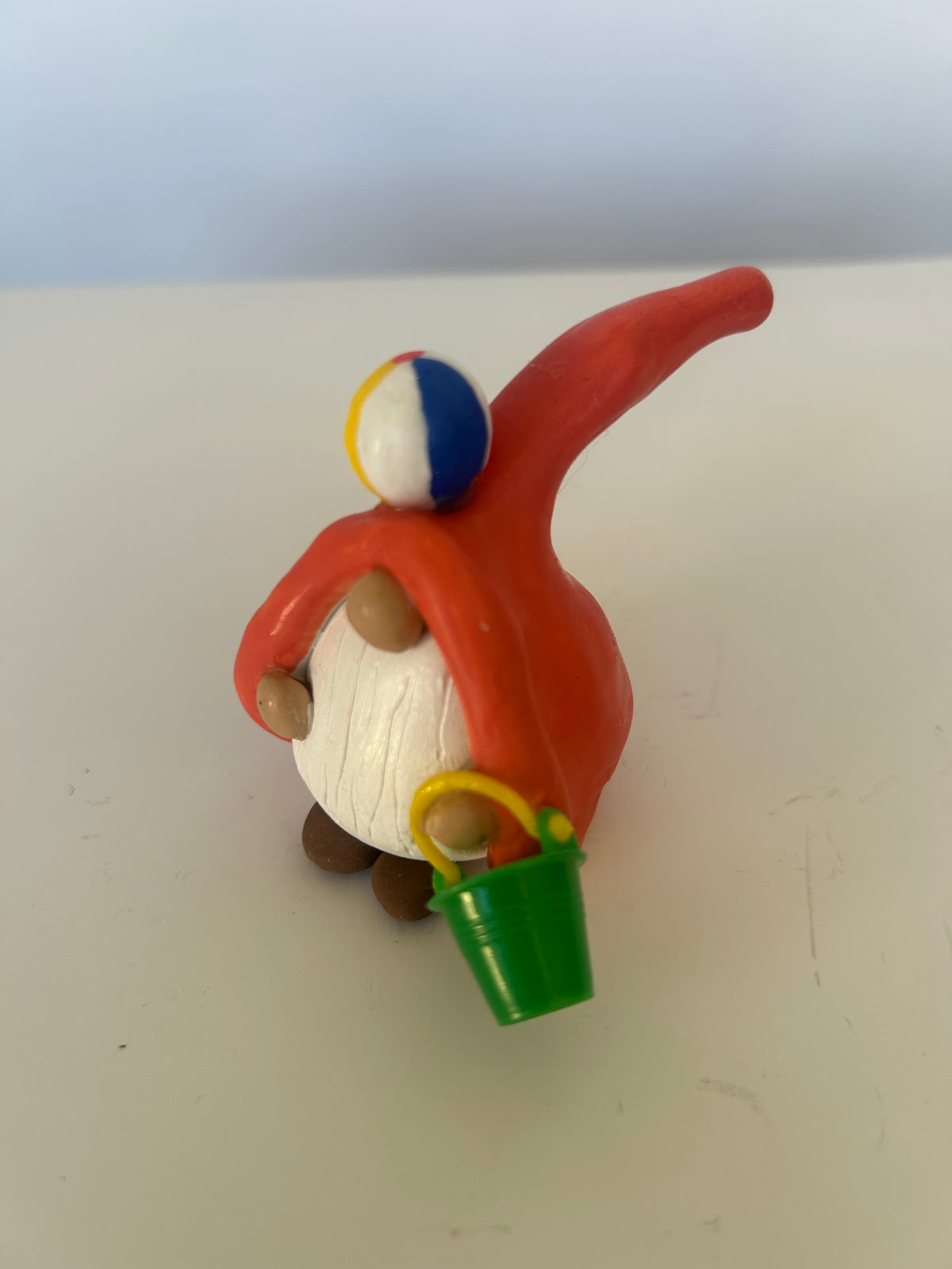Beach Bum Clay Gnome with Pail & Beach Ball