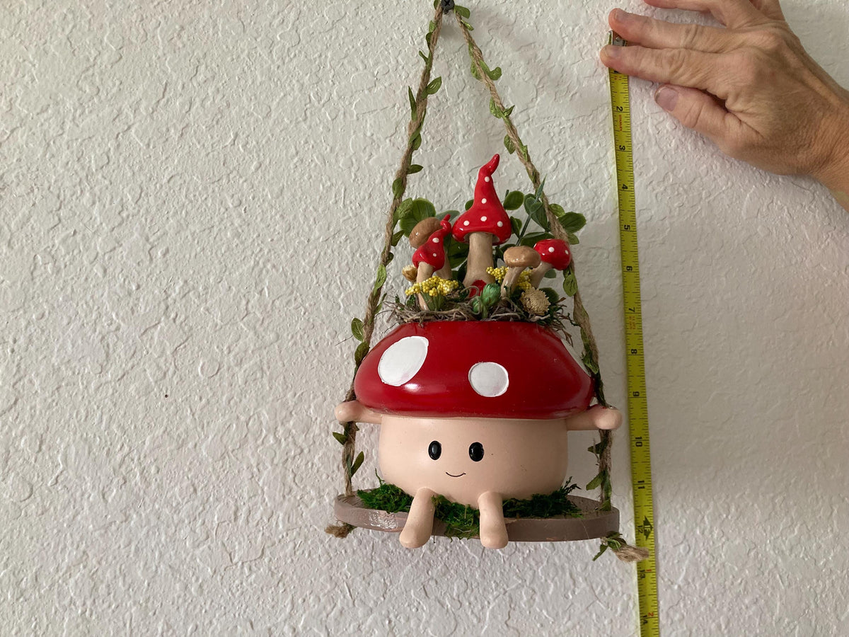 Hanging Mushroom Fairy Garden