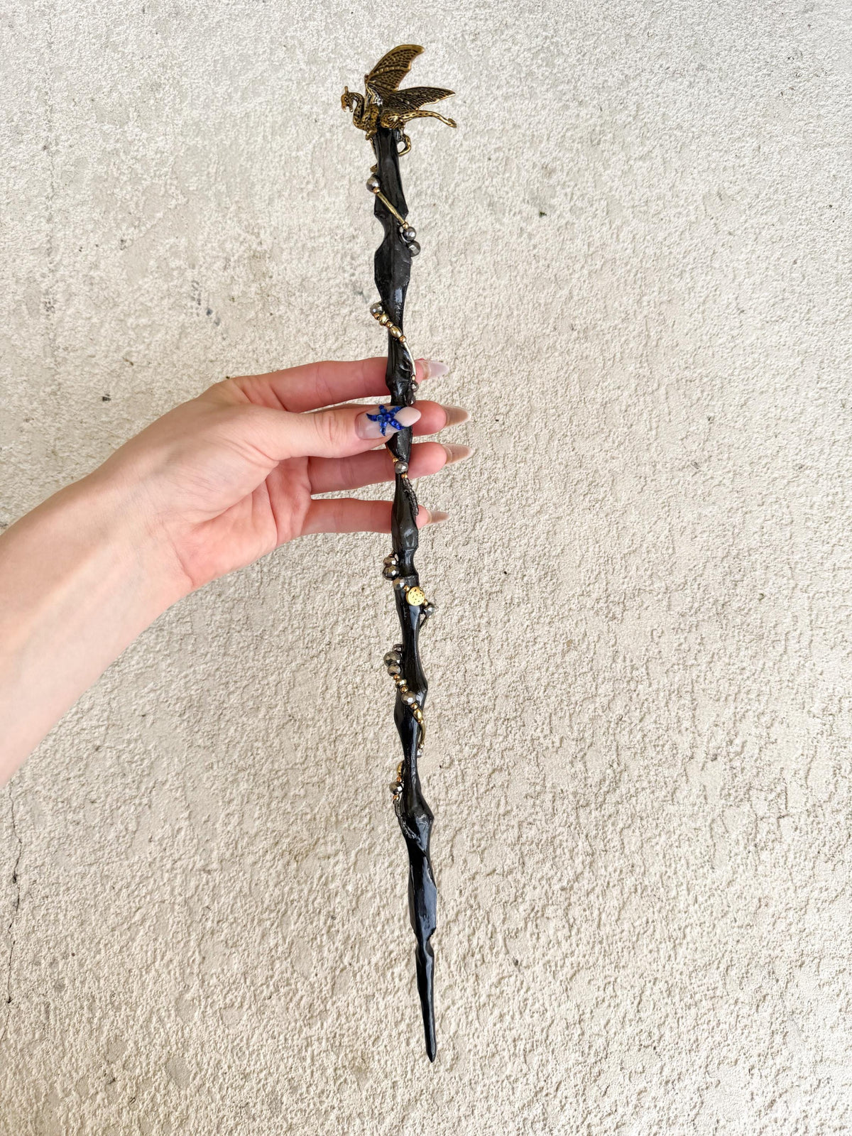 Wooden Wand with Brass Dragon