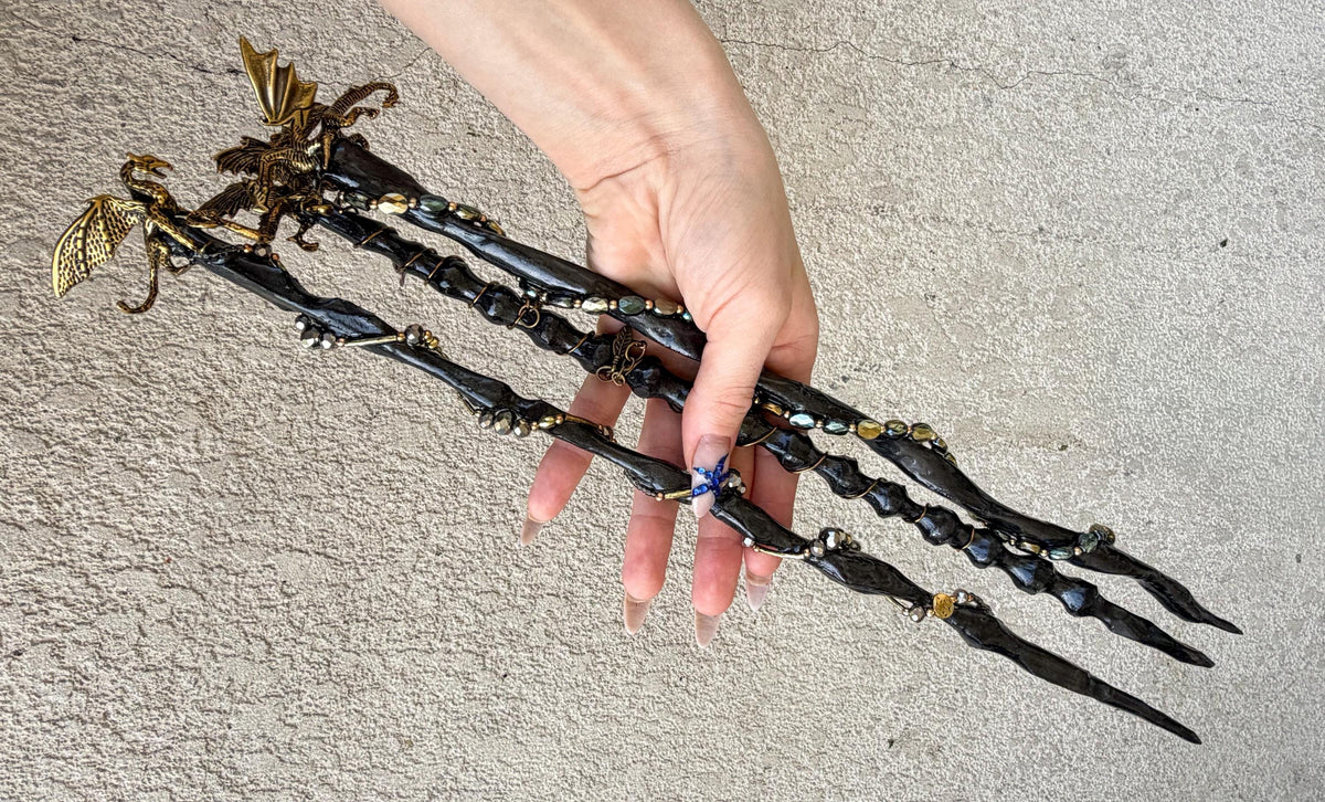 Wooden Wand with Brass Dragon