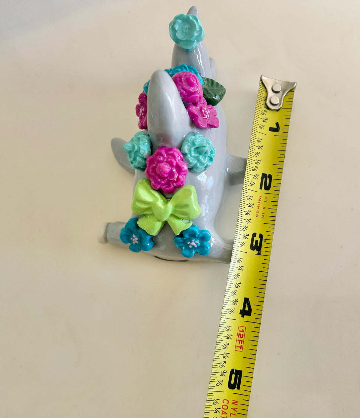 Sculpted hammerhead shark with flowers