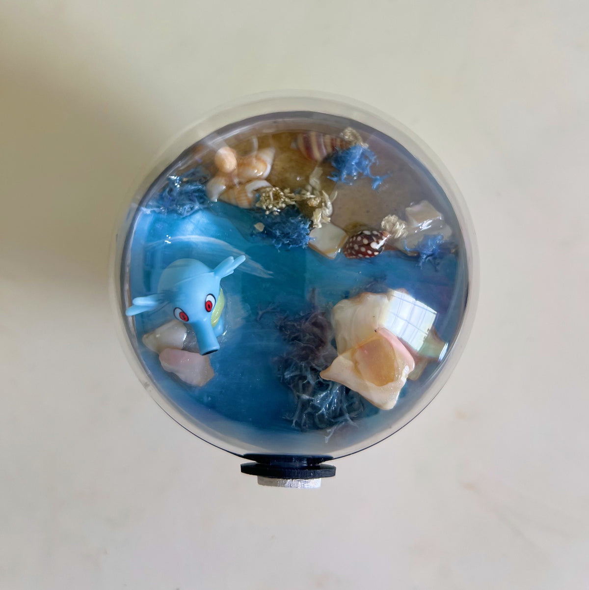 Pokémon ball terrarium, handmade miniature pokeball diorama, poke ball shadow box, horsea pokemom ball, poke cutsie, anime, succulent