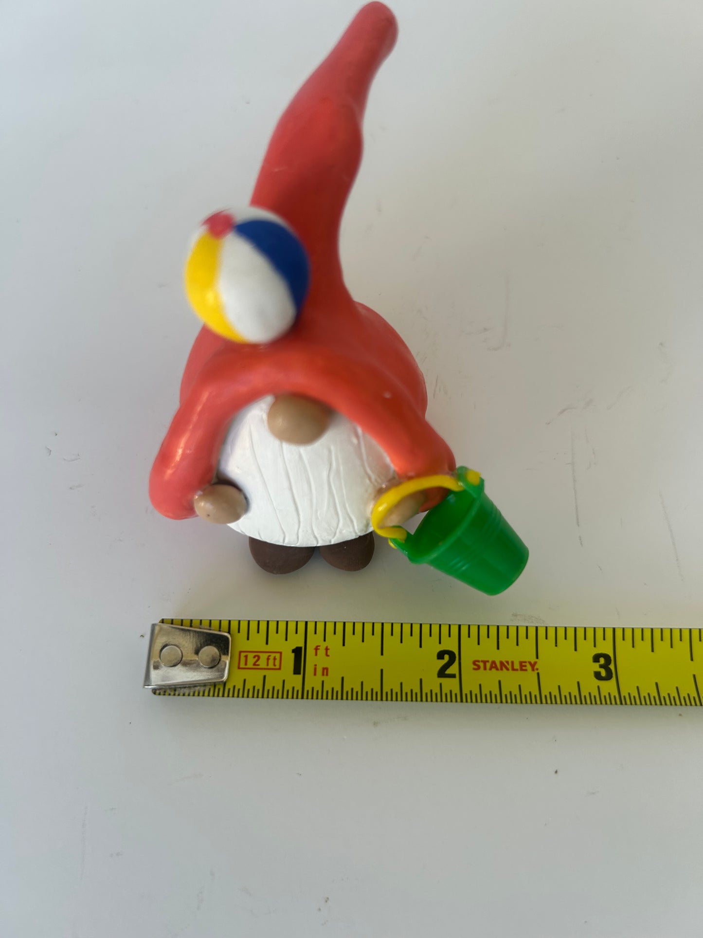 Beach Bum Clay Gnome with Pail & Beach Ball