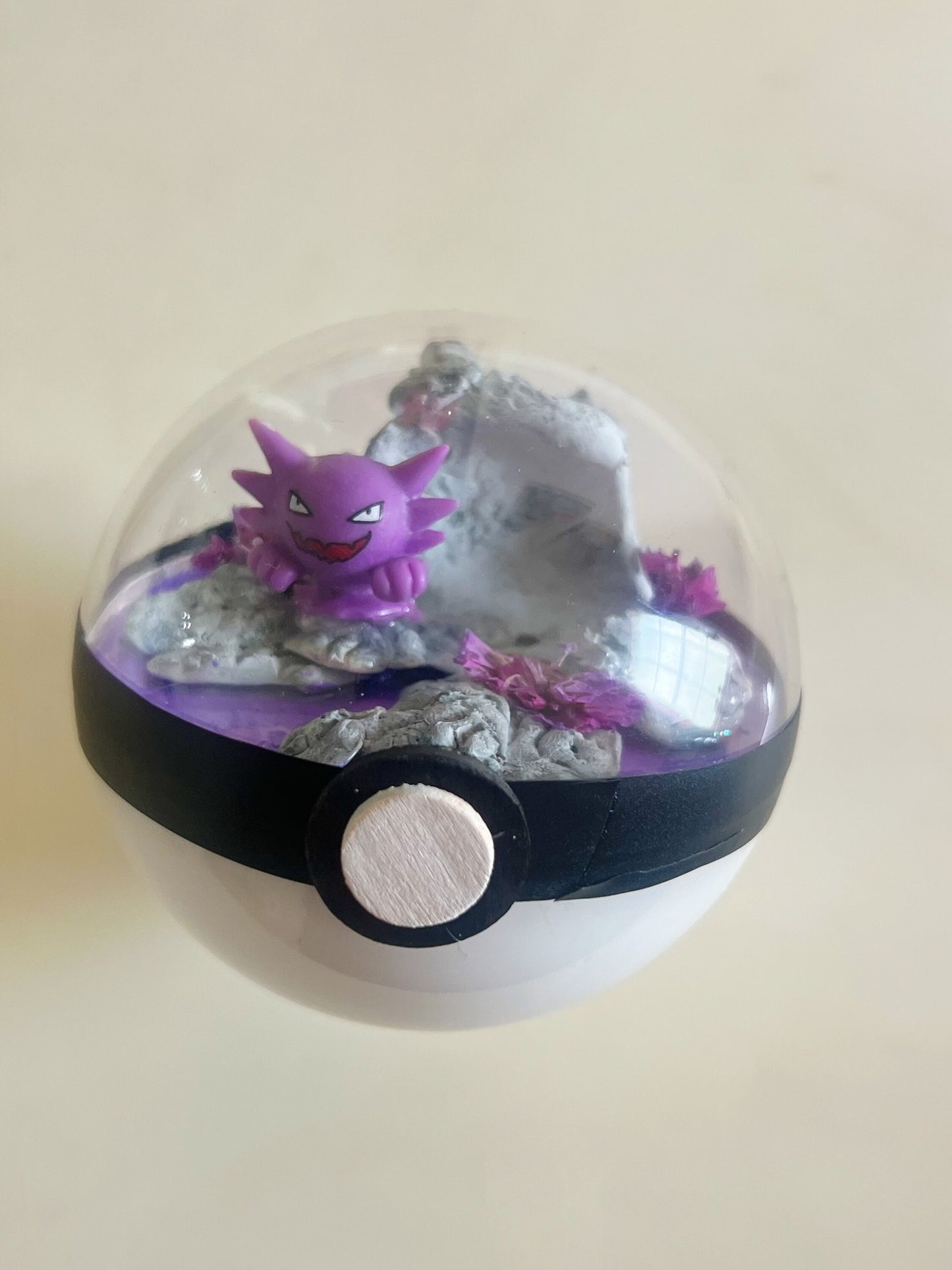 Pokémon ball terrarium, handmade miniature pokeball diorama, poke ball shadow box, haunter pokemom ball, poke cutsie, anime, purple