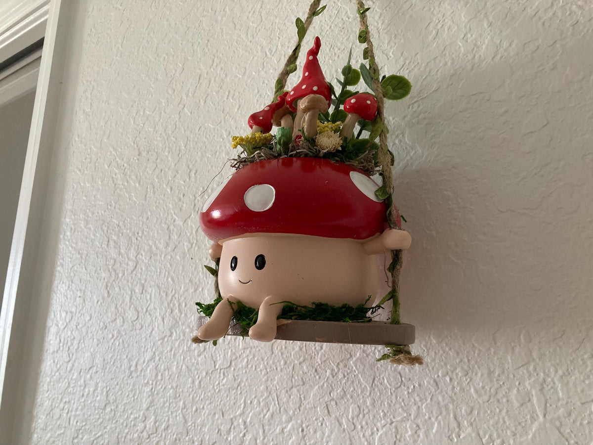 Hanging Mushroom Fairy Garden