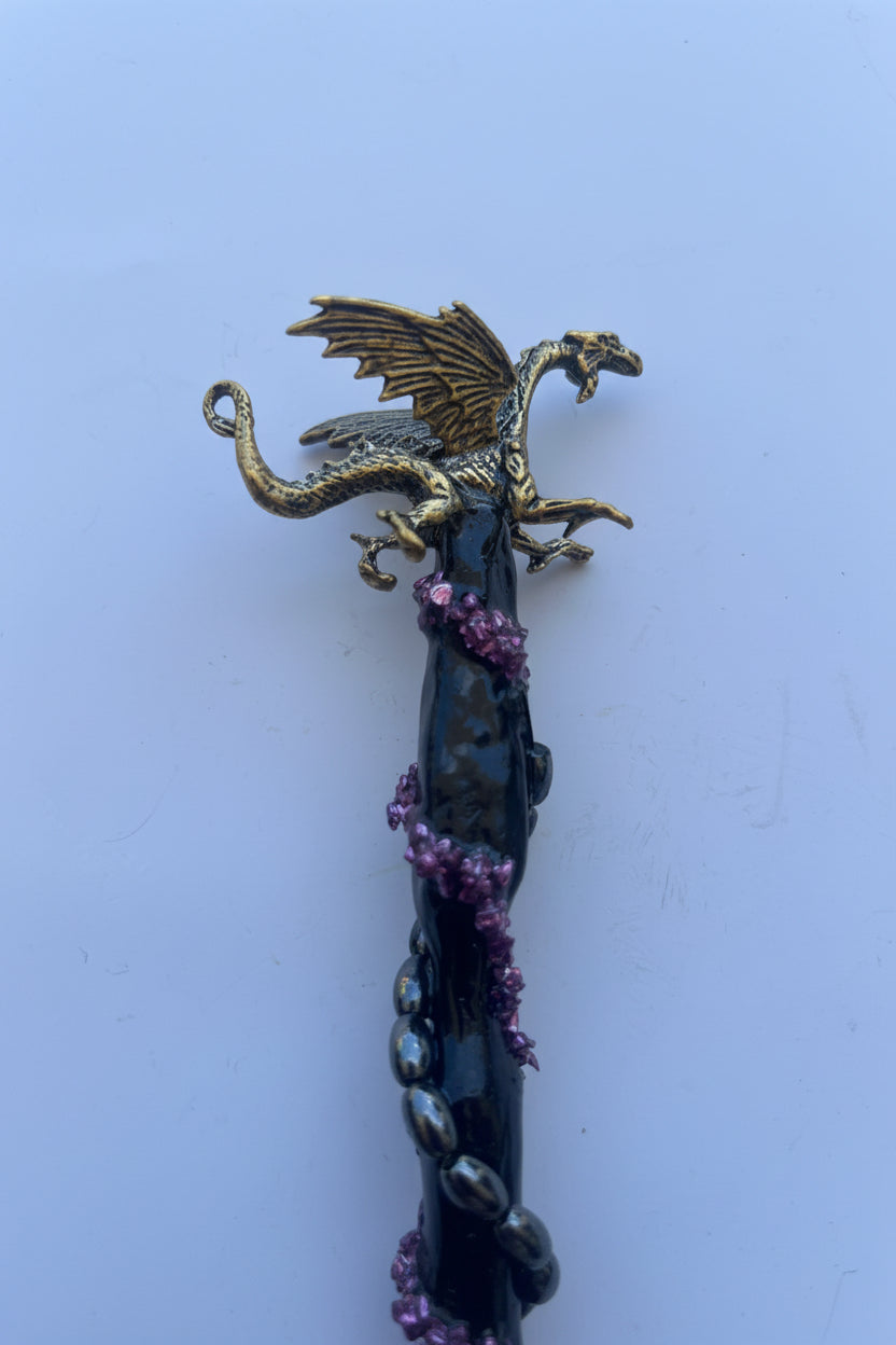 Wooden Wand with Brass Dragon