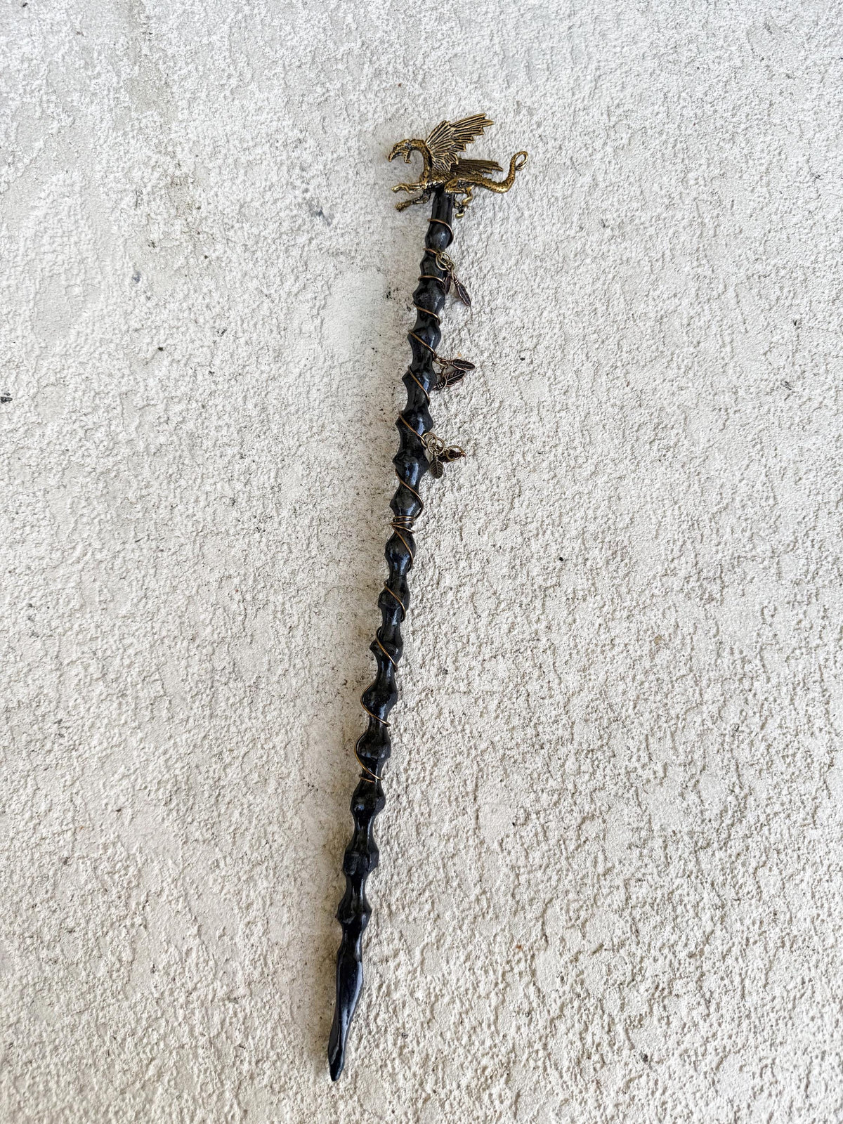 Wooden Wand with Brass Dragon
