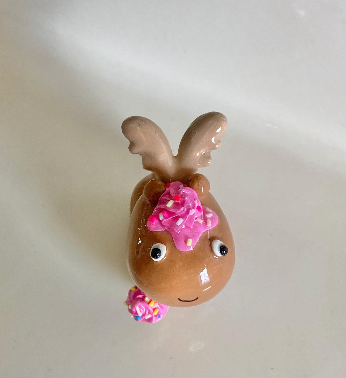 Clay Moose Figurine with Ice Cream