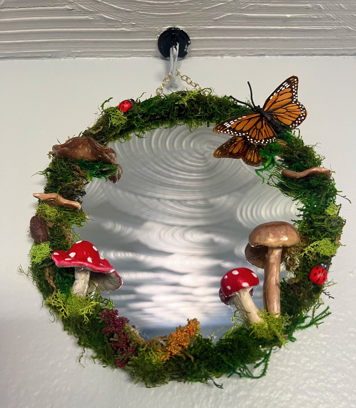 Round Magical Mushroom Moss Fairy Mirror