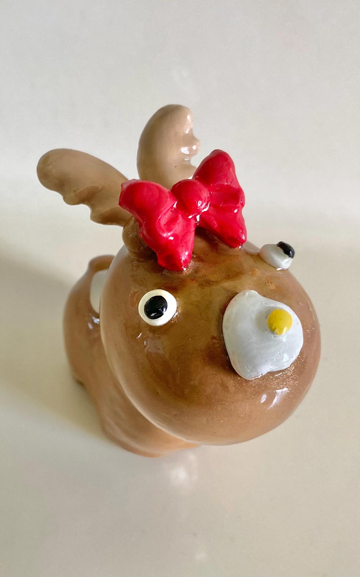 Clay Moose Figurine With Breakfast