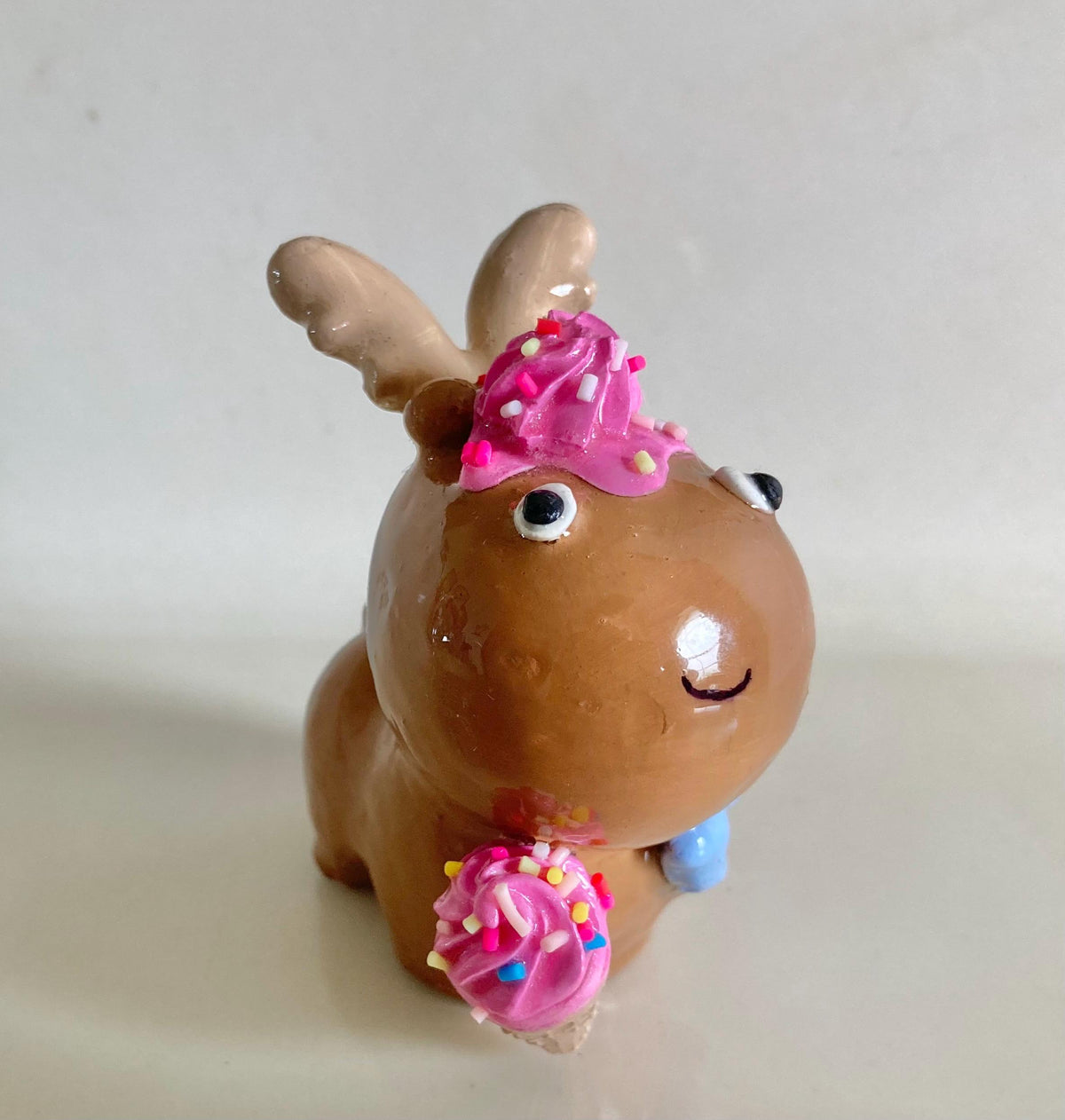 Clay Moose Figurine with Ice Cream