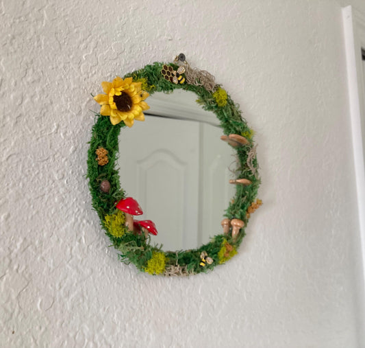 Sunflower Mushroom Moss Mirror