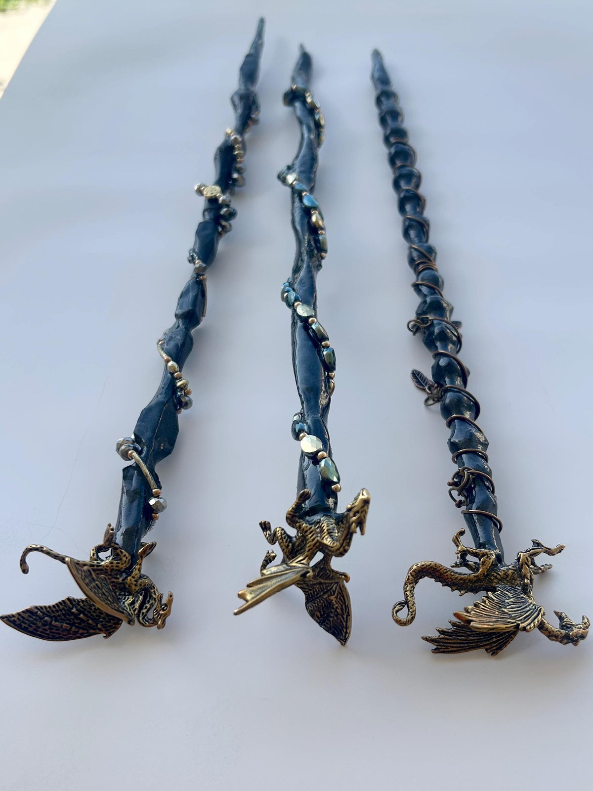 Wooden Wand with Brass Dragon