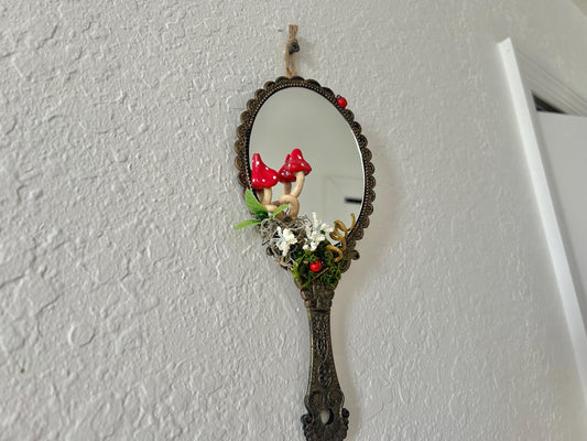 Red Mushroom Handheld Fairy Mirror
