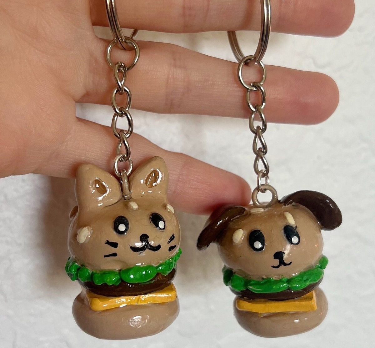 Dog and cat burger charms